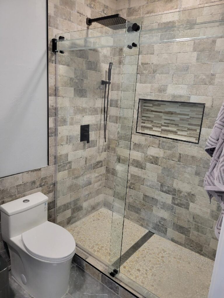 shower door in new bathroom